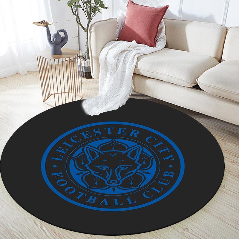 Leicester City Football Club Round Area Rug,Carpet Rug for Living Room Bedroom Sofa Playroom Decor,Non-slip Floor Mat