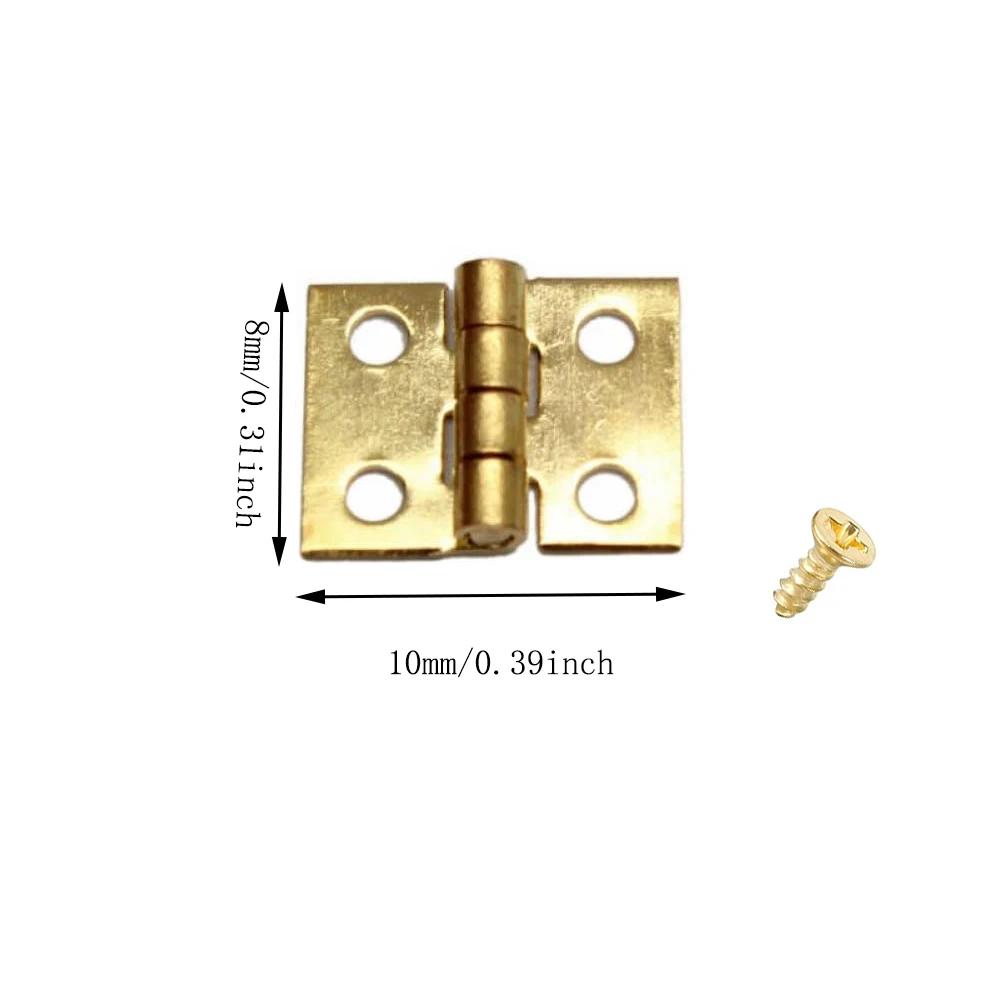 10-25pcs Mini Antique Brass Cabinet Hinges with Screws for Jewelry Gift Box Wooden Wine Chest Door Hardware
