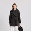 Lily Chimney Collar Waist Hair Woolen Coat for Women