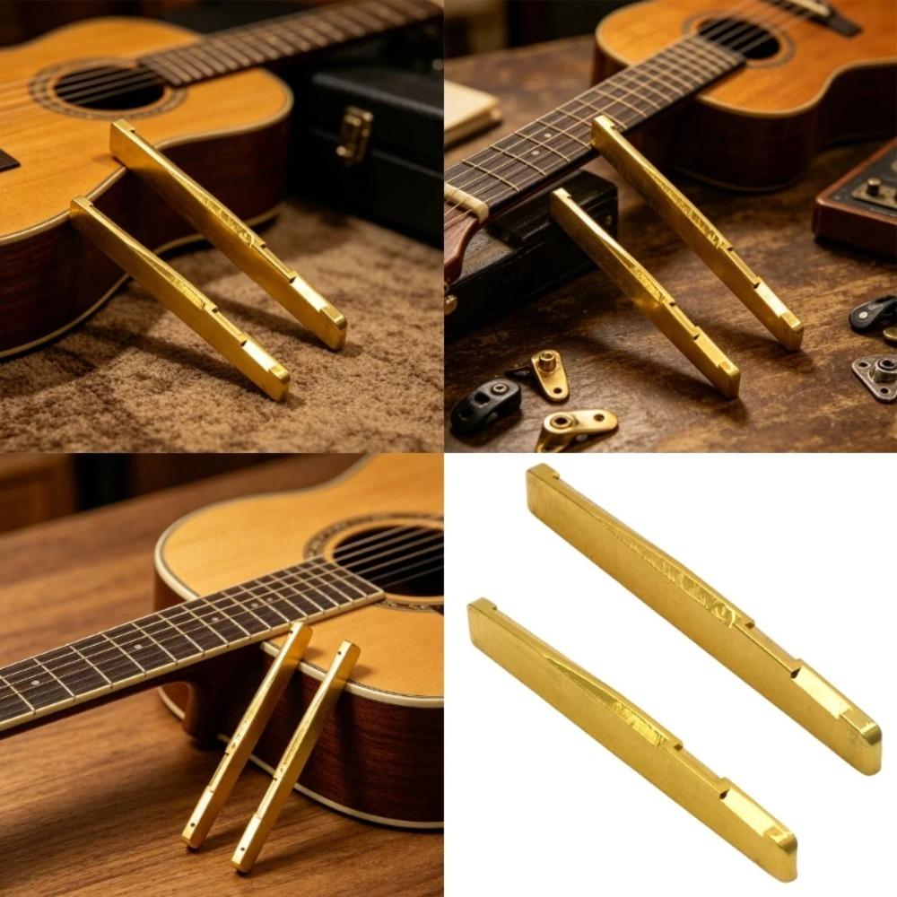 1PCS Folk guitar brass bottom string pillow wooden guitar metal pillow string bridge 71/76 * 1 * 7.8-6.9mm
