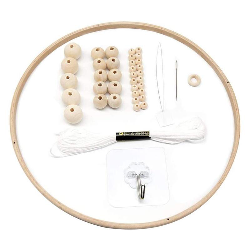 DIY Circle Nursery Wooden Mobile, Circular Semi-Circular Wood Wind Chime Craft Kit белый