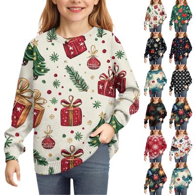 Christmas Day Sweatshirts For Children Boys And Girls Knit Sweater Cute Shirt Fall Crewneck Pullover Tops