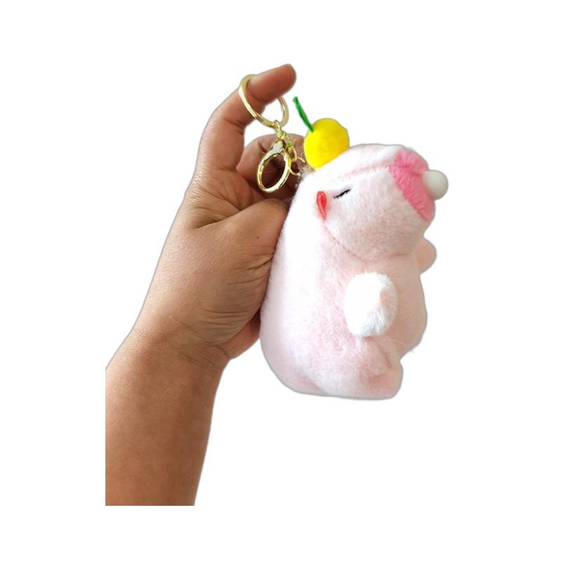 Creative Kapibala Keychain Pendant That Can Spit Bubbles Cute Capybara Schoolbag Hanging Ornament Grab Machine Doll