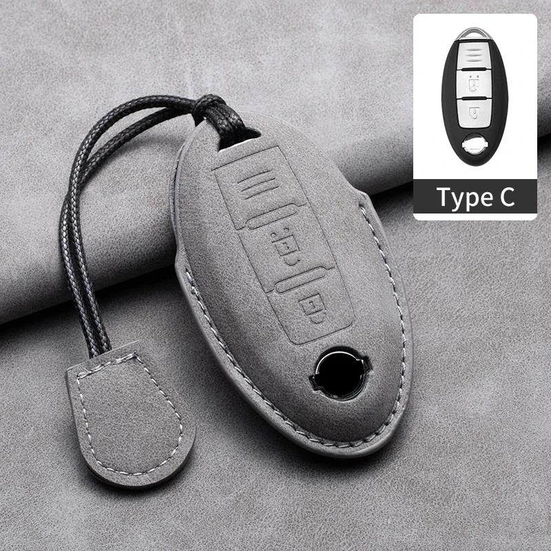 Leather Car Remote Key Case Cover Shell for Nissan Versa Maxima Altima Rogue Armada Sentra Murano for Infiniti FX35 QX60