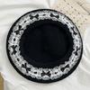 Lace Bows Cabbie Hat for Women Hat Dark Lace Vintage Cabbie Caps Unisex Headwear Autumn Winter Hat for Daily Wear