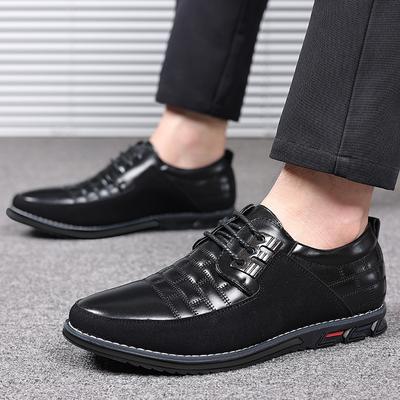 Chaussures décontractées à bout rond pour hommes, baskets respirantes en cuir PU à lacets, chaussures plates de luxe tendance, grande taille