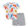 Summer New Boys' Suit Knitted Cotton Medium and Small Children's Cartoon Dinosaur Printing Short Sleeve Sleeve Head Two Pieces