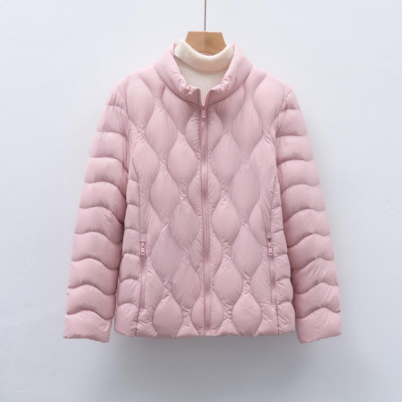 90 fleece new national standard women's clothing autumn and winter new light down jacket wavy pattern women's stand-up collar jacket