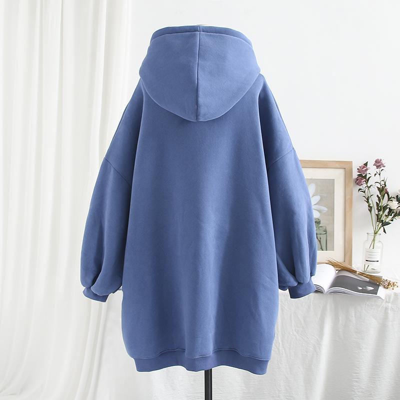 Sweatshirt for Women Oversize Hooded Fleece Thickened Loose Solid color Casual Pullover Long Sleeve Winter Sweatshirt Top