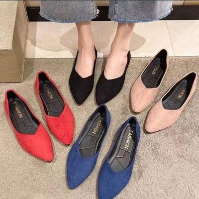 Damen spitze Ballerinas Wildleder Slipper Loafer Bequeme flache Schuhe Weiche Ballettpumps Büroschuhe Übergröße erhältlich