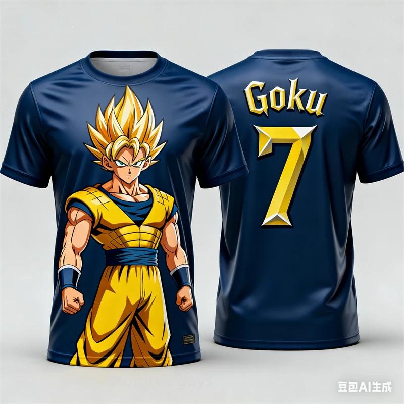Men Dragon Ball T-Shirt Frieza Buu Graphic Print Summer Short Sleeve