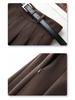 Women's Khaki High-Waisted A-Line Pleated Midi Skirt - 2024 Autumn/Winter Collection