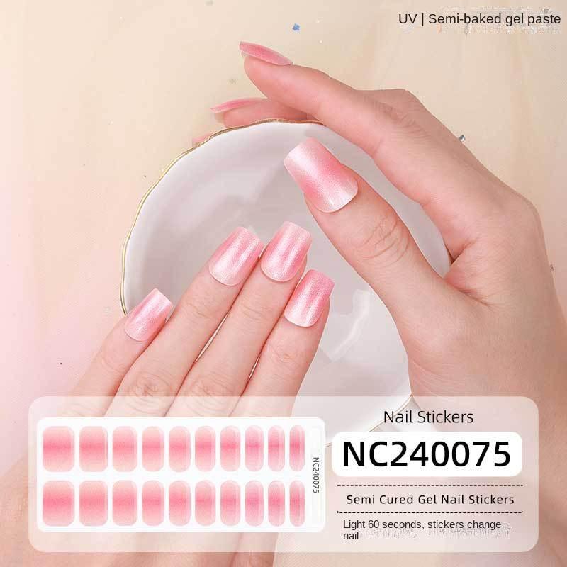 Semi-cured Gel Nail Stickers Gradient Rainbow French Gel Nail Stickers Flash Cat Eye Gel Nail Stickers