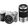 Sony Mirrorless Camera with Double Zoom Lens Kit SELP16502 SEL55210 SQ Interchangeable Lens 6400X Silver 6400 (Includes + Lenses) Silver, ILCE-6400X