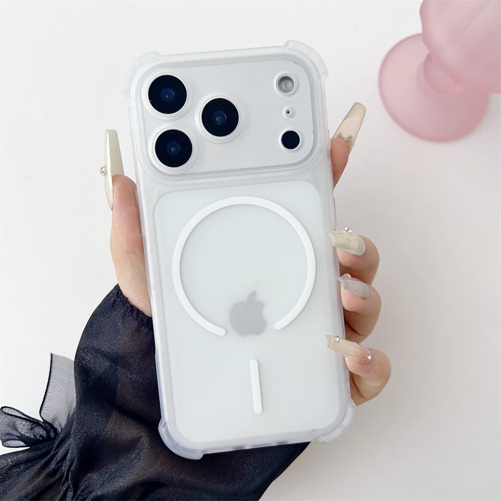 Four Corners Shockproof Translucent Case for For Iphone 17 Air 16 1 Plus 14 13 12 Pro Max Magnetic for  Candy Color Cover