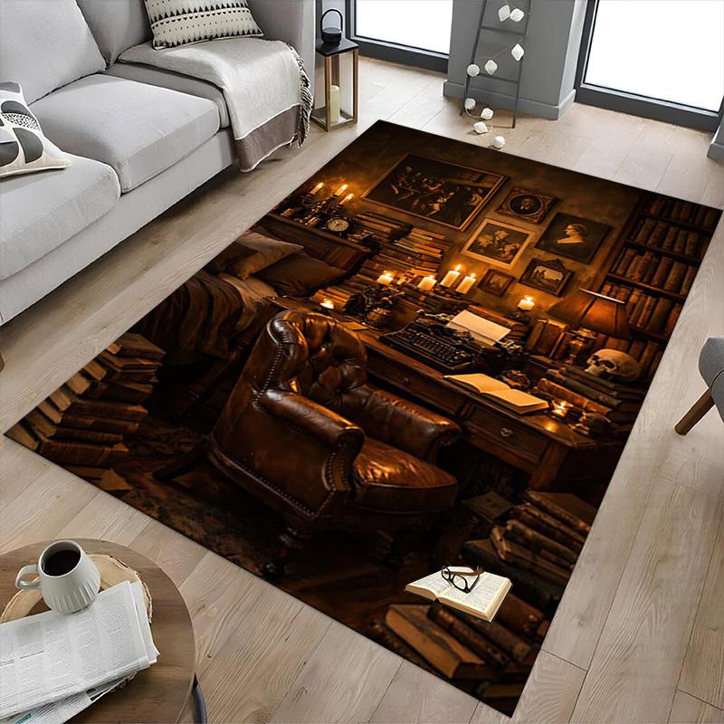 1PC Library Books Non-Slip Floor Carpet Compatible for Office&Living Room&Bedroom&Dining Room - Flat-Weave Machine-O344