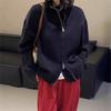 Autumn and Winter New Stand-up Collar Zipper Sweater Jacket Women's Fashion Simple Loose Knitted Cardigan Top