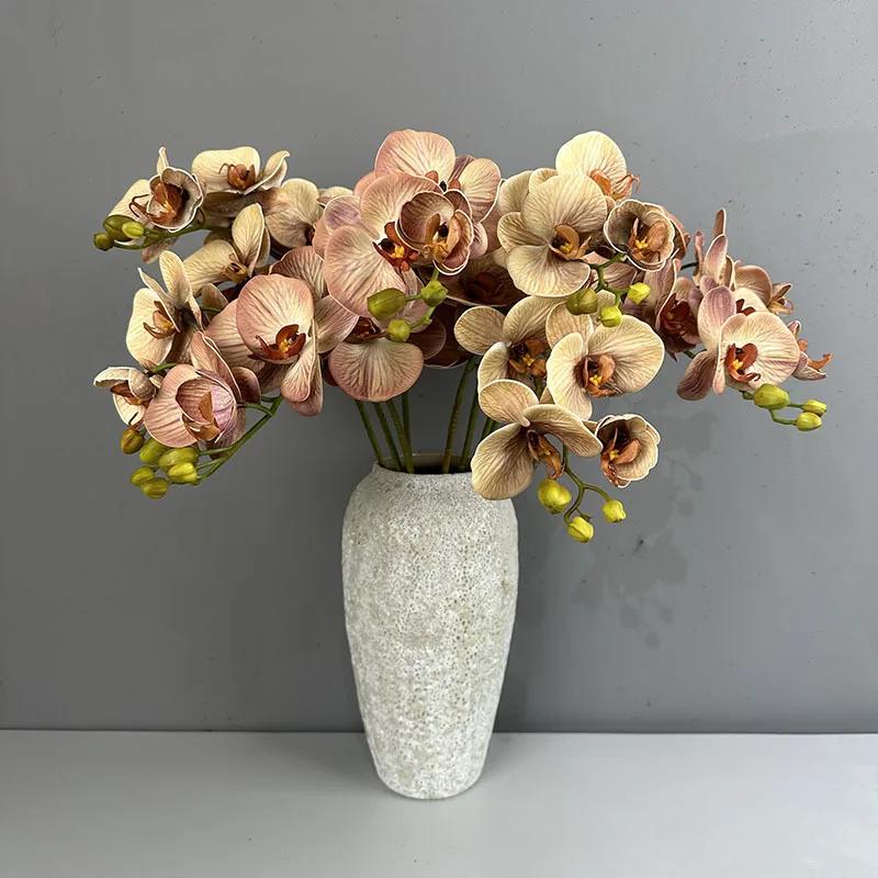 Künstlicher Schmetterlingsorchideen-Zweig mit Real-Touch-Kunstblume Hoteldekoration Silikon-Baumwolle Phalaenopsis Simulationsblumen