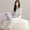 1011 New Lyocell cotton pajamas women's summer with chest pads, short sleeves and trousers, high-end loungewear set