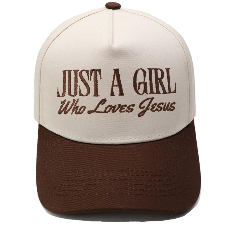 JUST A GIRL Truck Driver Hat Embroidery Color Matching Baseball Cap Men's and Women's Casual Outdoor Sun Hat