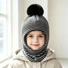 Fashion Striped Baby Beanies Hat Winter Warm Face Cover Knit Neck Protection Pullover Cap Toddler Kids Windproof Balaclava Hat