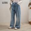 LESS 2025 Winter Relaxed Wide-Leg Denim Trousers
