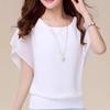 Summer new fashion women's short-sleeved T-shirt, large-size women's thin bat-sleeved chiffon shirt loose top