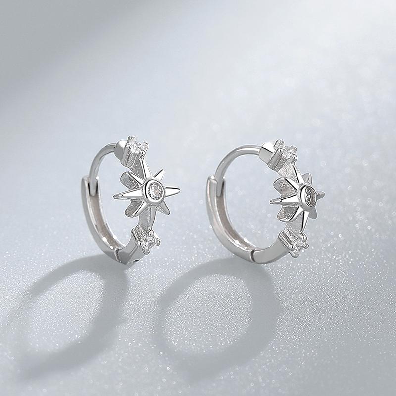 S925 Sterling Silver Star Earring 18K Gold Plated Huggie Hoop Sparkling Zircon High End Fashion Trendy Niche Design Wedding Gift