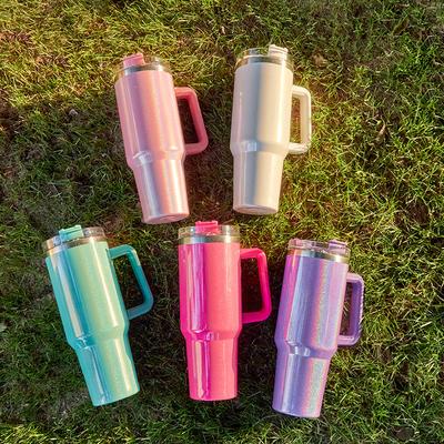 Pahar de Apă Izolat Curcubeu 40oz Paie din Oțel Inoxidabil 304 Pahar pentru Înghețată Montat pe Mașină Capacitate Mare Mâner Pahar Izolat