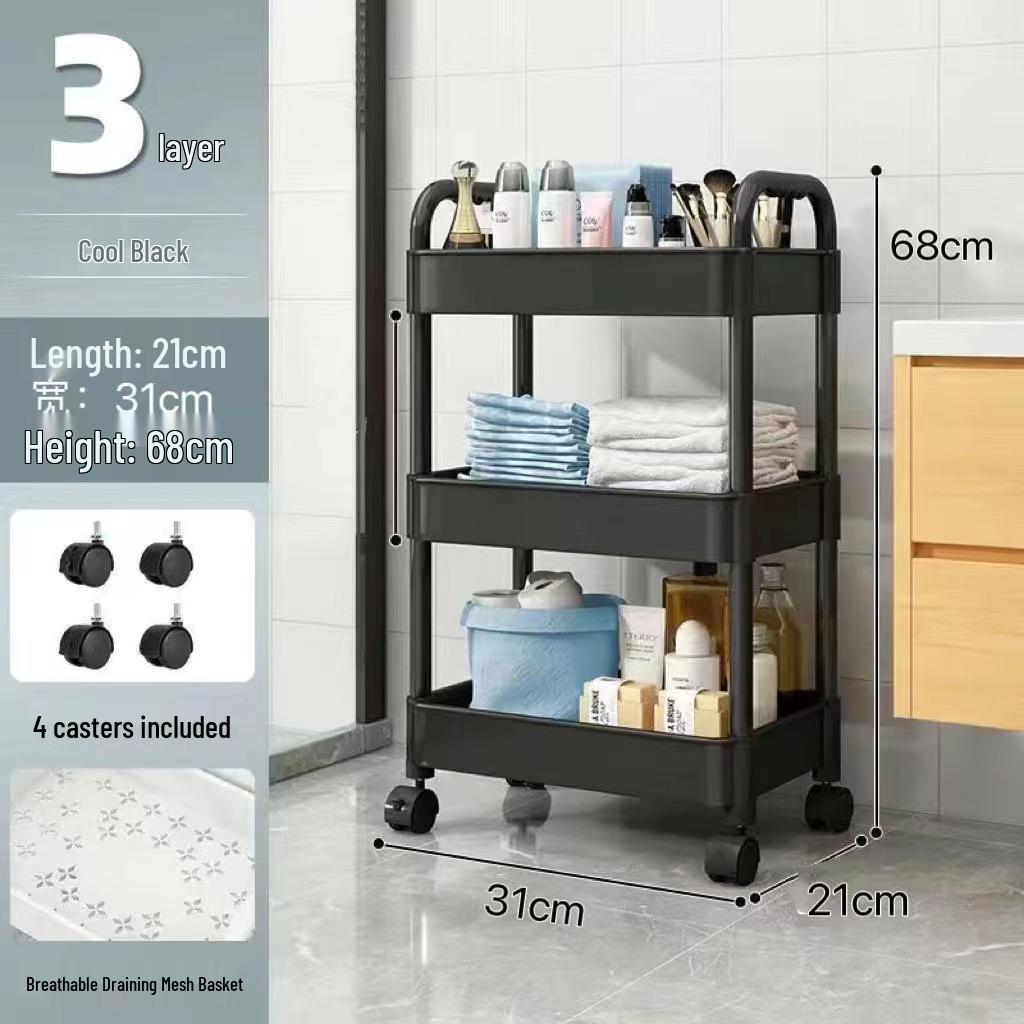 Multifunctional Movable Storage Rack Cart for Kitchen, Bathroom, and Snacks