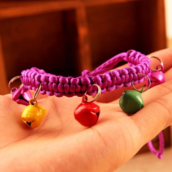Necklace Adjustable Abrasion Resistance with Bells Woven Rope Pet Collar for Dods