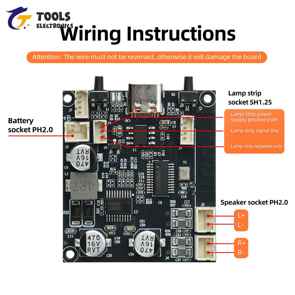 Dual Channel Bluetooth 6.0 Amplifier Module 5W Bass Enhanced Portable Speaker DIY Type-C Charging for Audio Projects