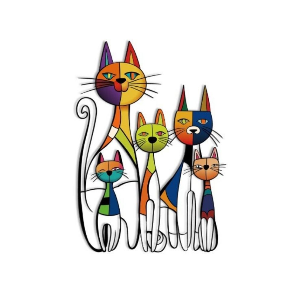 Schmiedeeisen Eisen Wandskulptur Bunte Katze Wandornament Metall Katze Wandkunst Wandornament
