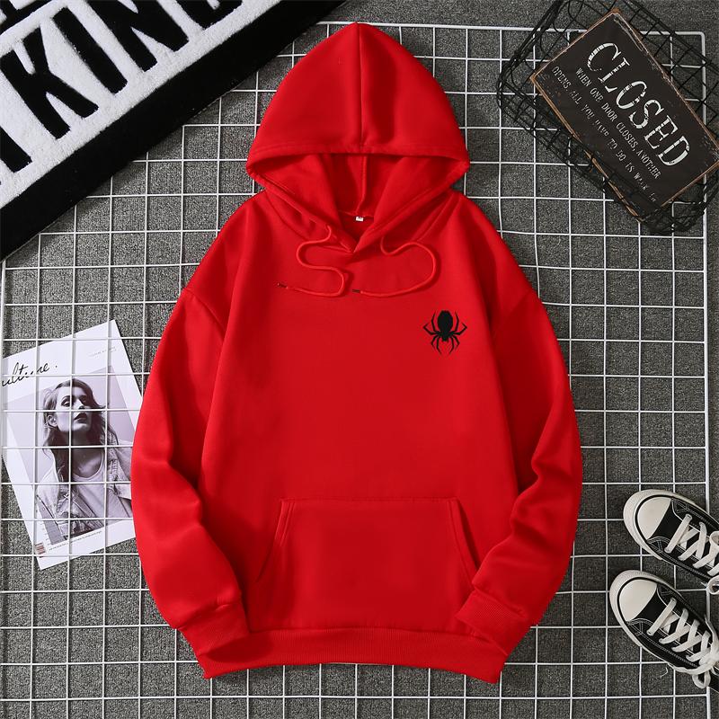 Autumn And Winter Men's And Women's Pullover Fashion Sweatshirt Loose Casual Spider Pattern Hooded Pullover Sports Top