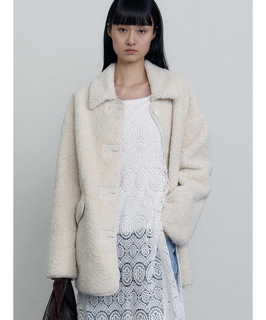 Make A Toast Teddy Half Coat Ivory Mbefct001Iv