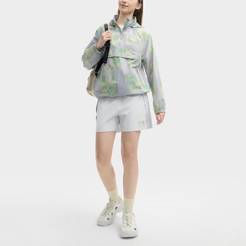 Fila X MAISON KITSUNE Original Fashion Woven Stretch Loose Casual Shorts Women Shorts Misty-Gray F11W529801F-GY