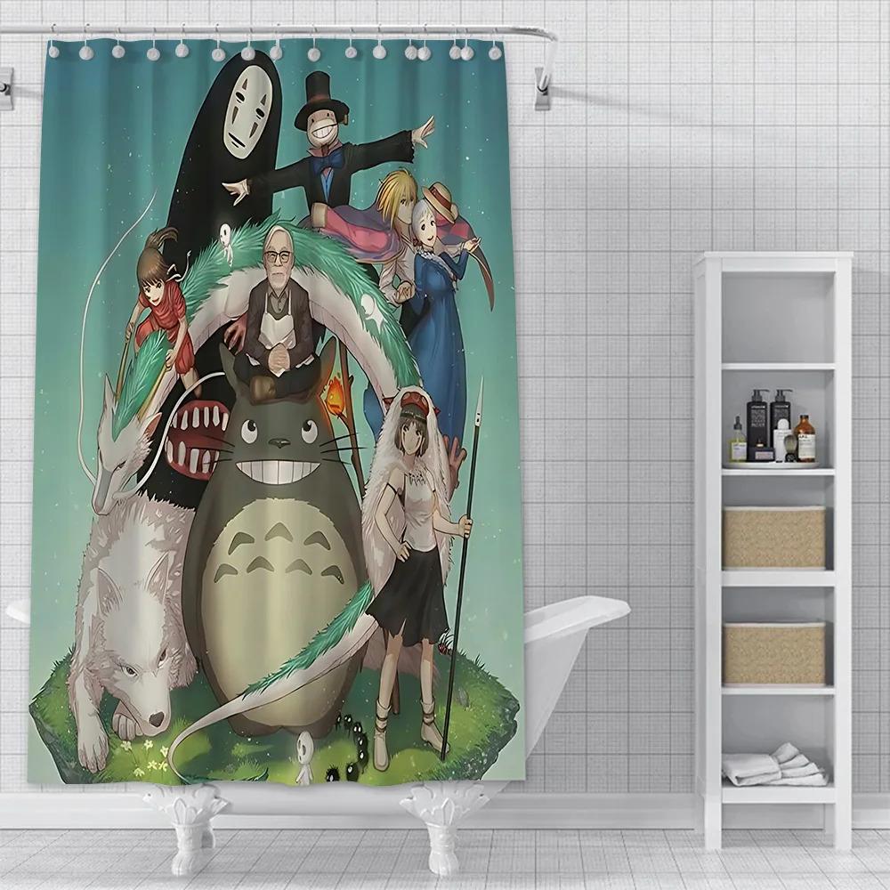 

JDJ32 Милый Т-Тоторо Водонепроницаемая Шторка для Душа Полиэстер Краска Цветные Шторки для Ванной Домашний Декор Ванной Комнаты Шторка с 3M 90x180cm