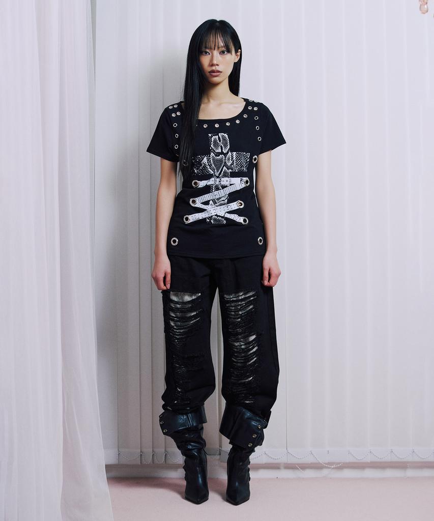 ILLIO Black Eyelet T-Shirts