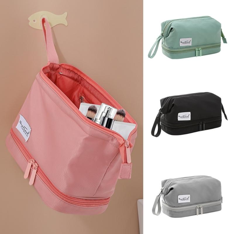 Large Travel Toiletry Cosmetic Bags Double Layer Portable Nylon Makeup Bags Storage Pouch for Women
