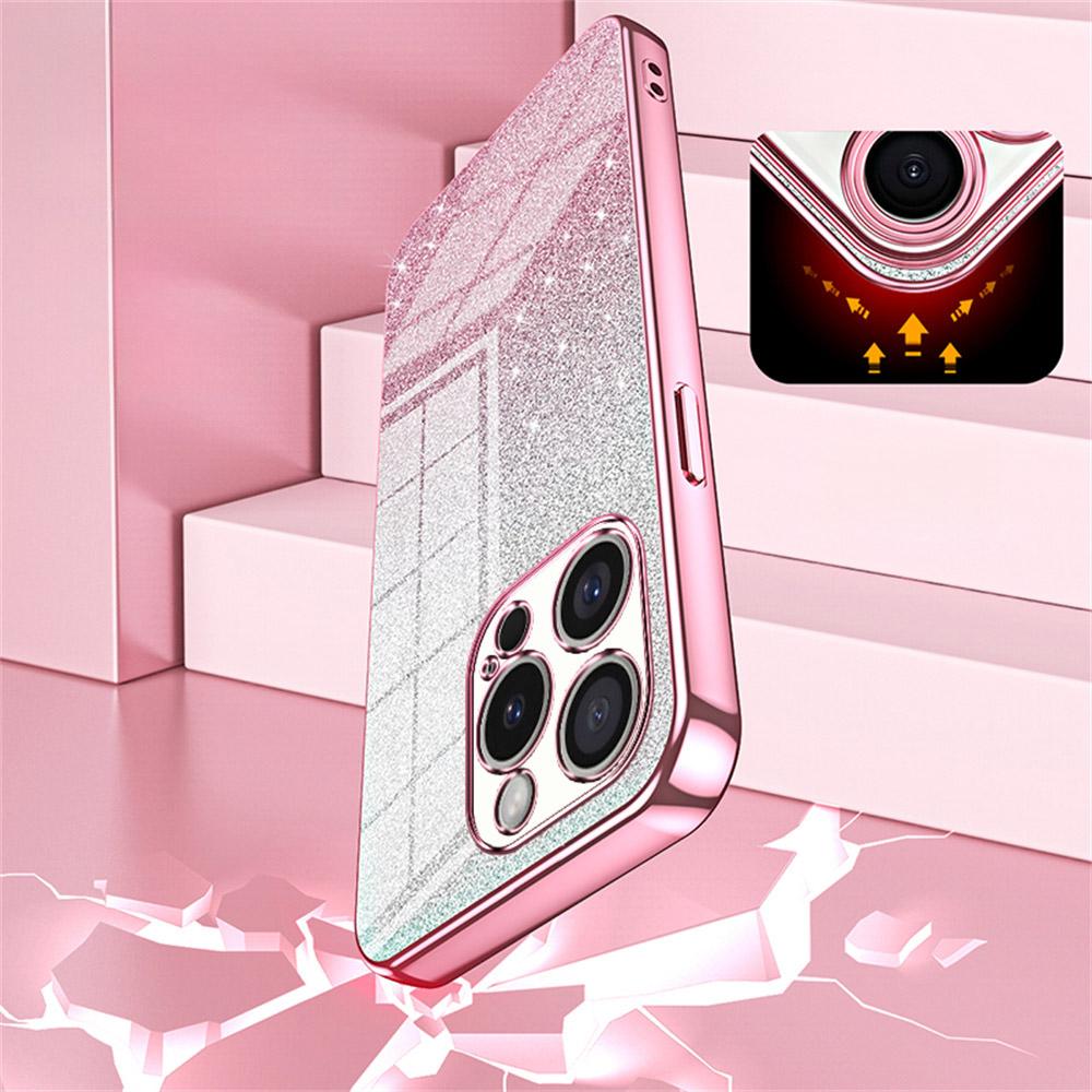 For iPhone 16 Pro Case Electroplating Gradient Glitter TPU Phone Cover