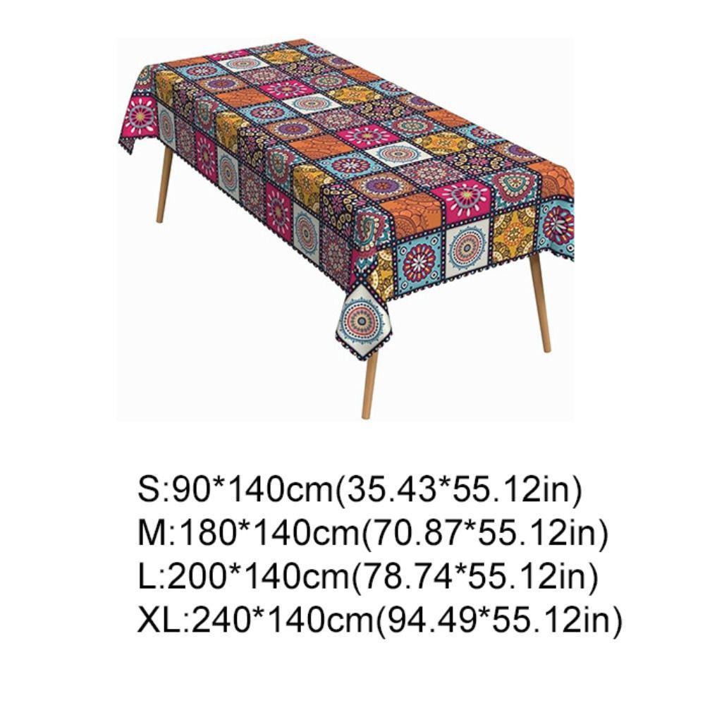 Rectangle Table Cover Ethnic Style Table Protecter Bohemian Mandala Tablecloth Banquet