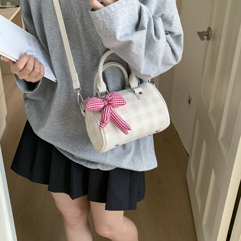 High-end niche bag women's new fashion plaid messenger bag portable pillow bag