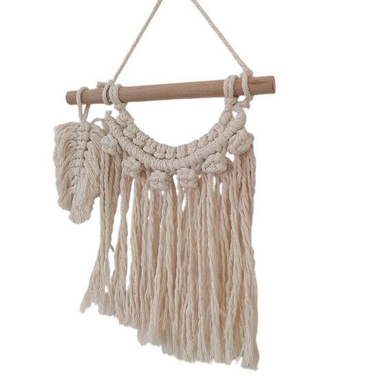 Boho geflochtenes Wandbehang, Geometrischer Wandbehang, Geknüpfter Baumwollseil Wandbehang mit Quasten für Zuhause Schlafzimmer Kinderzimmer Eingangsbereich Wandkunst