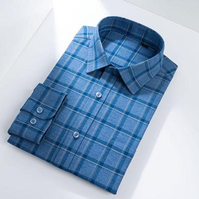 Gebürstet 100% Baumwolle Männer Gestreiften Plaid Shirts Langarm Herbst Komfortable