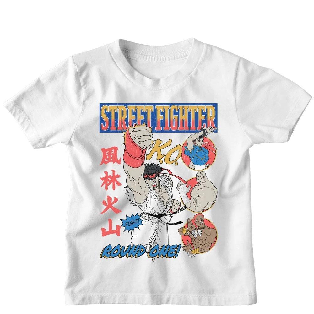 Street Fighter Round 1 Comic White Gaming Children s T-shirt 150