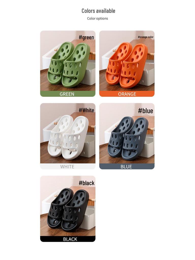 Women's Summer Indoor Non-Slip Cool Slippers - Comfortable, Breathable Hole Design for Men and Women