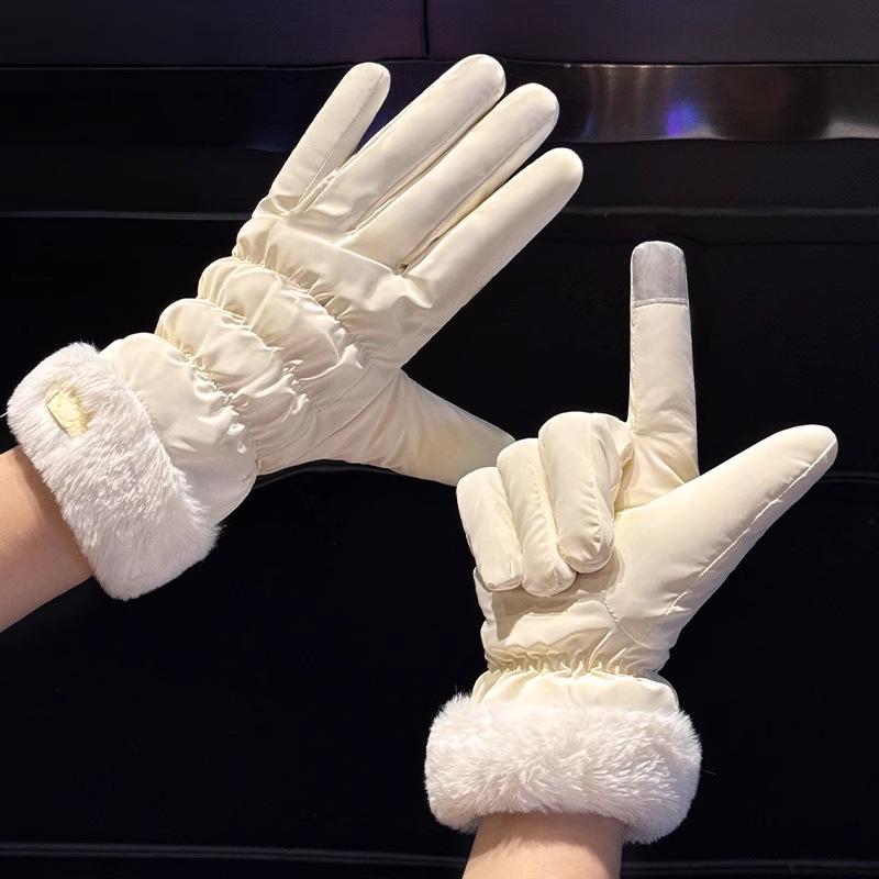 Warm gloves women's winter 2025 new thickened and velvet to keep out the cold, riding Northeast windproof and cold proof, touch screen waterproof