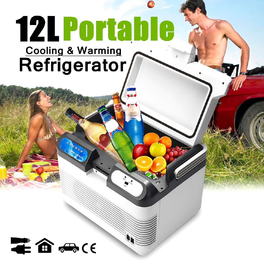 Frigorifero Mini Portatile 12V/240V 60W 12L / Scaldavivande Con 2 Metodi di Ricarica con Maniglia per Auto Campeggio Casa Frigorifero Cooler