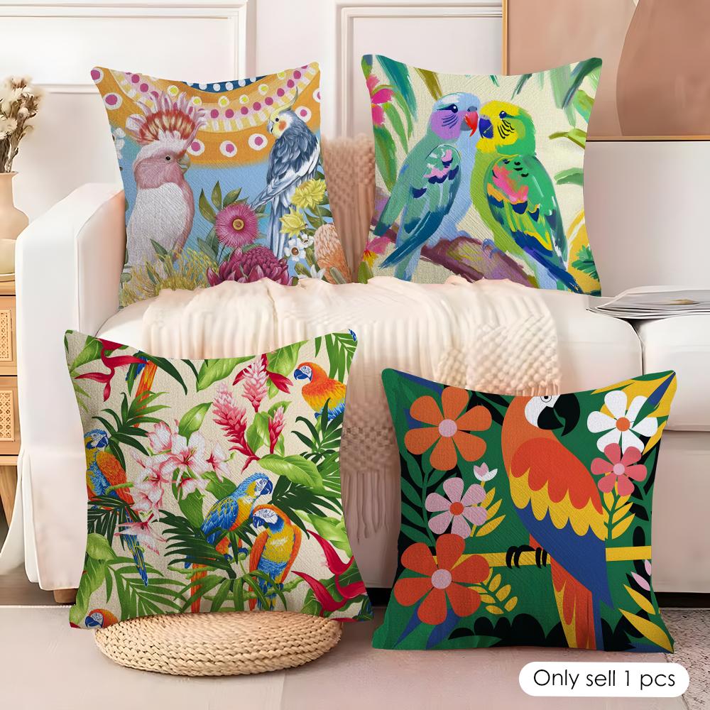 Parrot Colorful Cushion Cover Pillowcase Ultra Soft Skin Friendly Fabric Cloud Like Comfort & Concealed Zipper