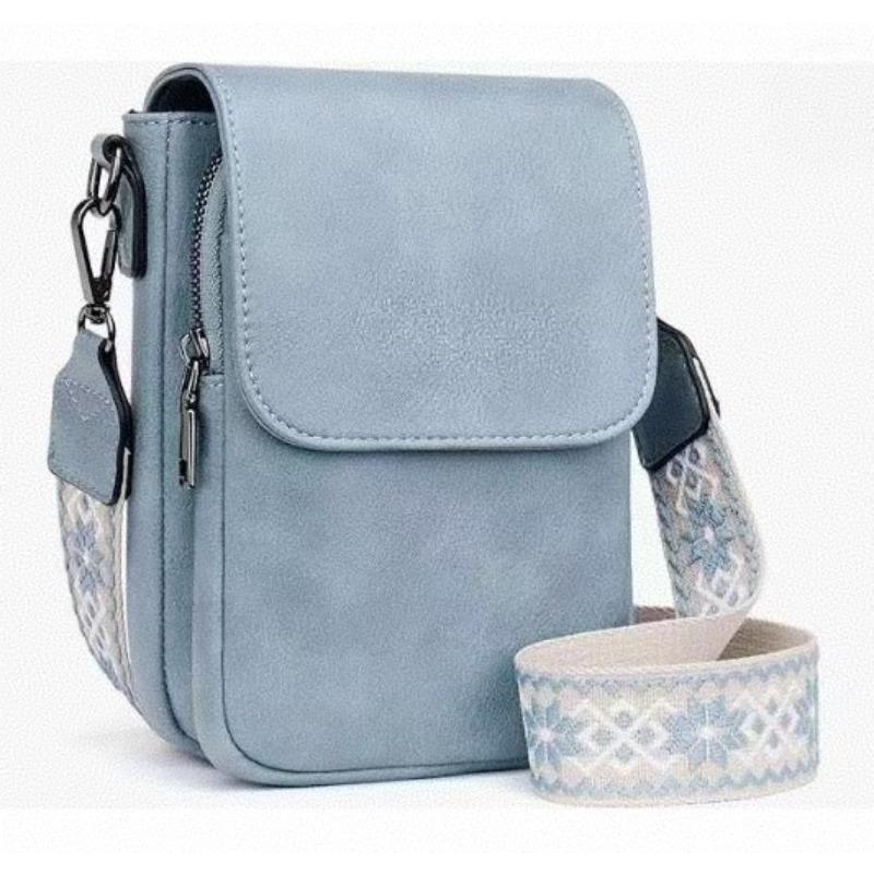 

women s mobile phone bag brown retro mini messenger bag commuter fashion versatile wide shoulder strap small square bag women синій